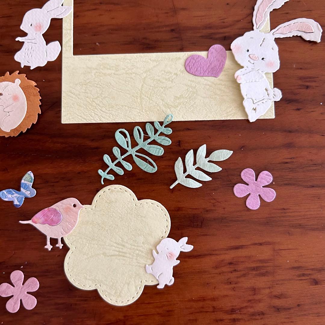 動物　ペーパークラフト　アルバム素材　色紙素材　ダイカット メッセージカード