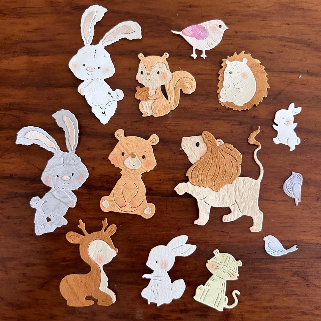 動物　ペーパークラフト　アルバム素材　色紙素材　ダイカット メッセージカード