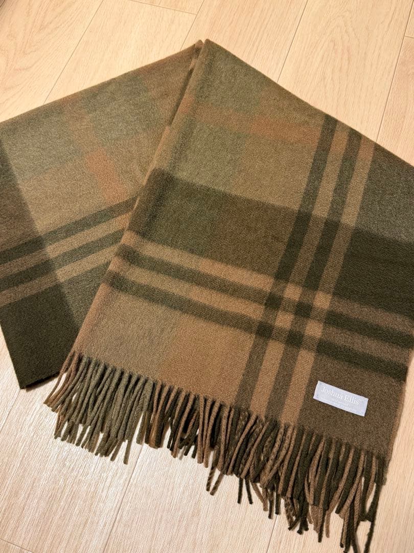 【Joshua Ellis】カシミヤ100% 大判ストール ブラウン