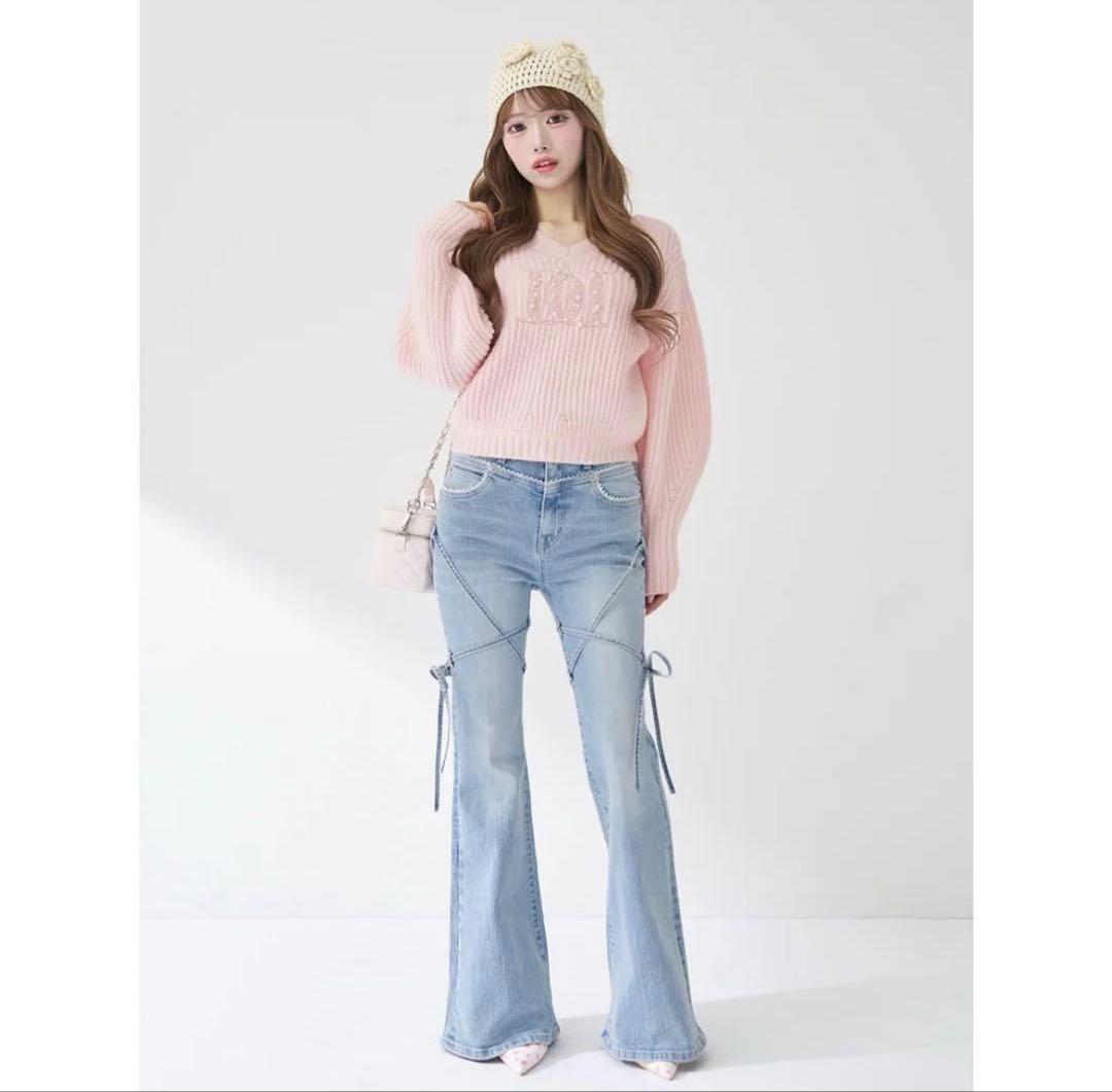 Darich新品タグ付き ダーリッチ ピコレースハイウエストフレアデニム XS