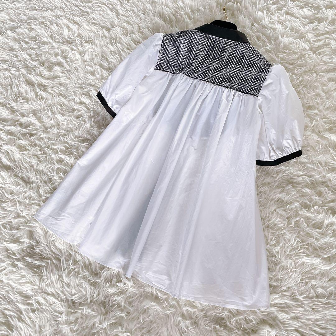 希少✨【ユナイテッドアローズ】エンブロイダリー コンビ ショートスリーブブラウス