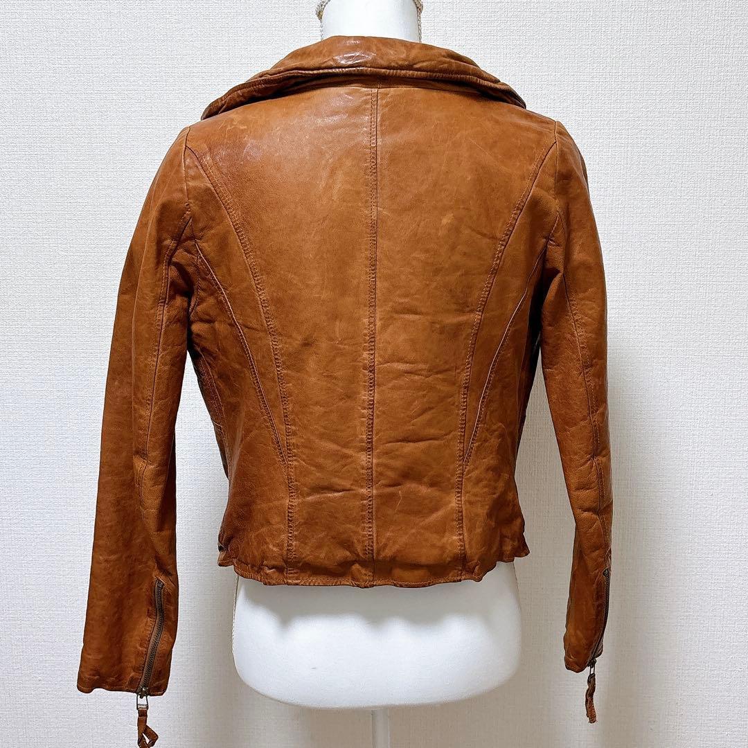 goa ゴア ファー付 本革 キャメル レザージャケット ライダース