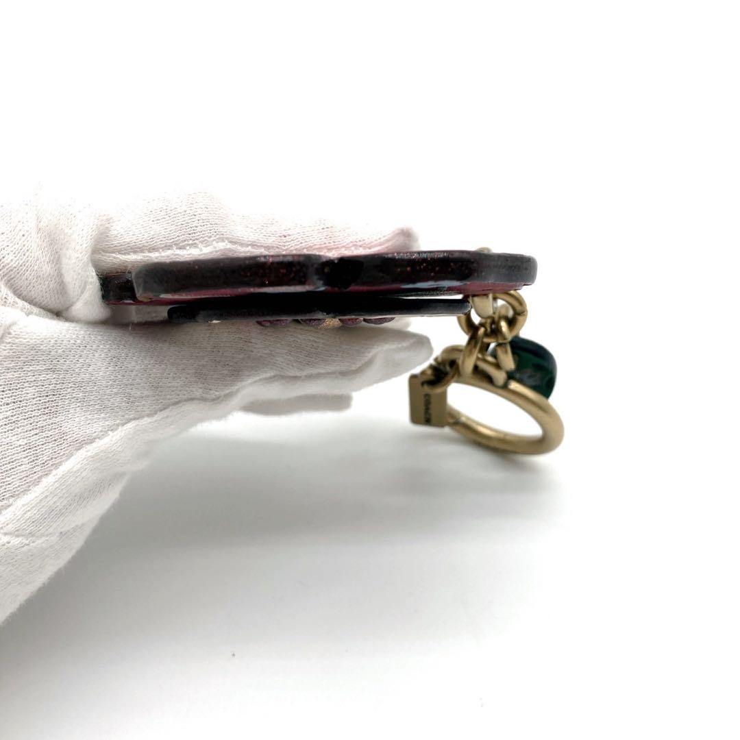 【美品】COACH TEA ROSE バッグチャーム　キーホルダー　キーリング