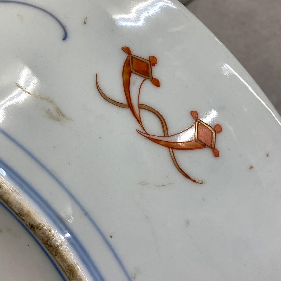 大皿 直径46cm 龍虎 鳳凰 色絵 伊万里 有田 縁起 アンティーク ⑦