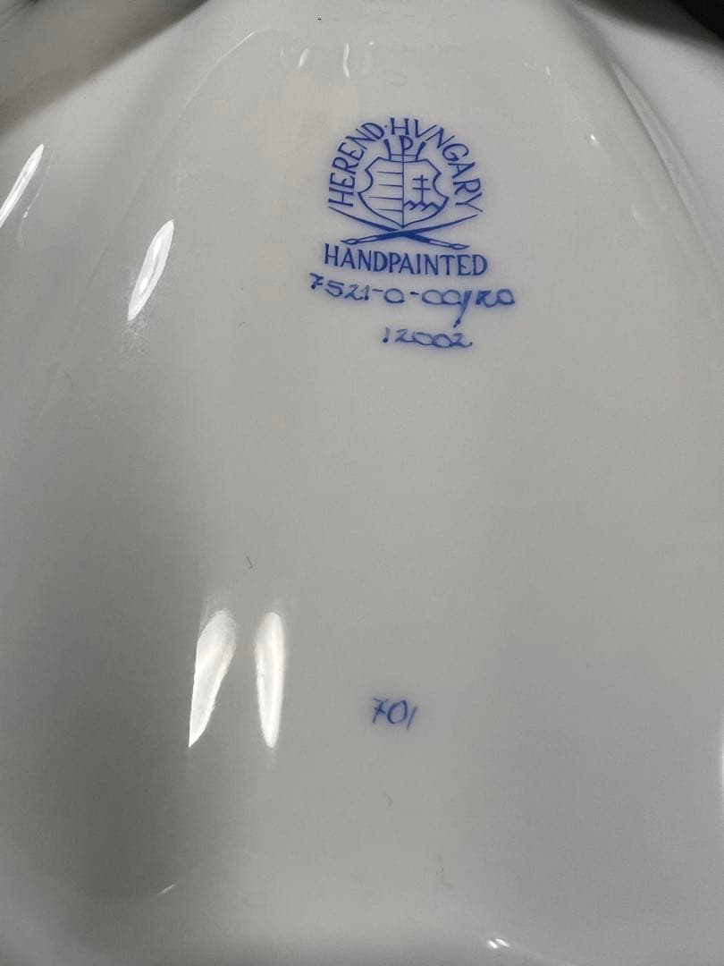 Herend 大皿 手塗り 鳥 蝶 スカロップ シェル