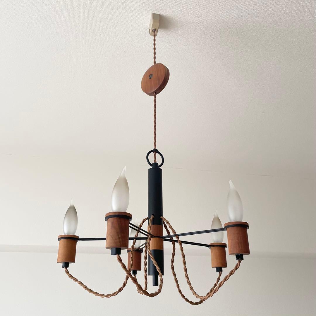 APROZアプロスANCHORアンカー ウッドシャンデリア コードリール、電球付