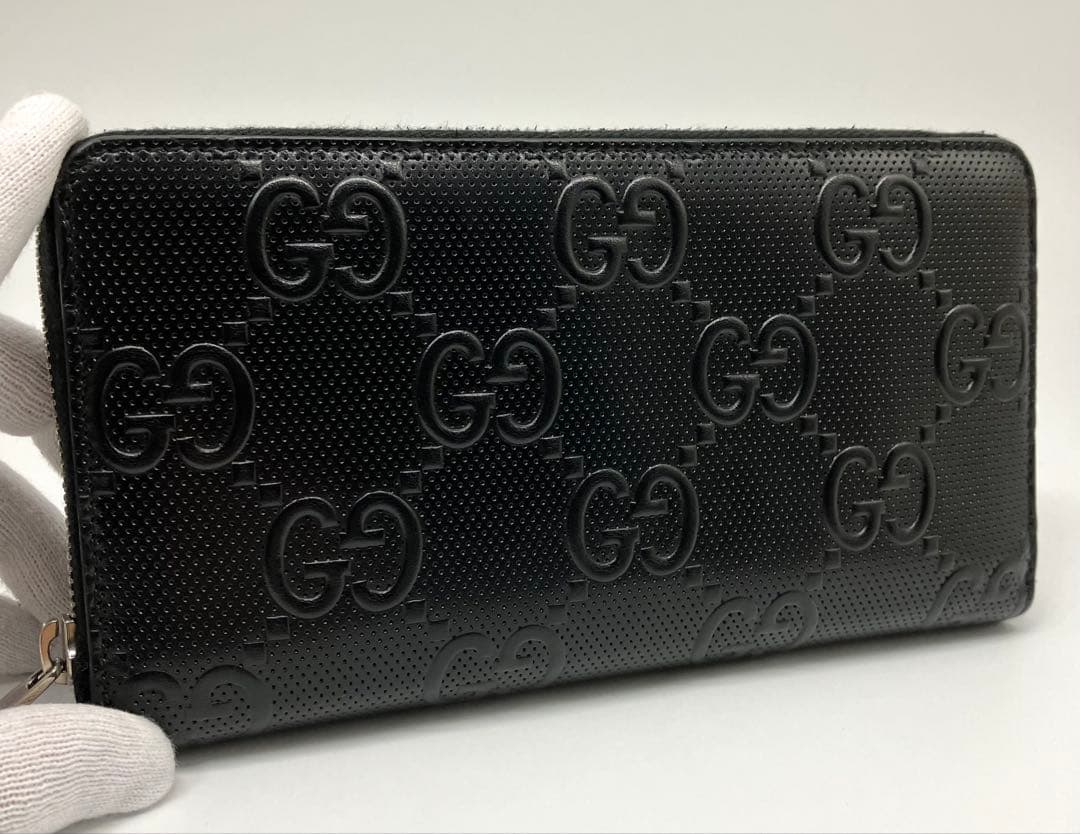 ⭐️ 極美品 グッチ GG エンボス ジッピー オーガナイザー 長財布 ブラック