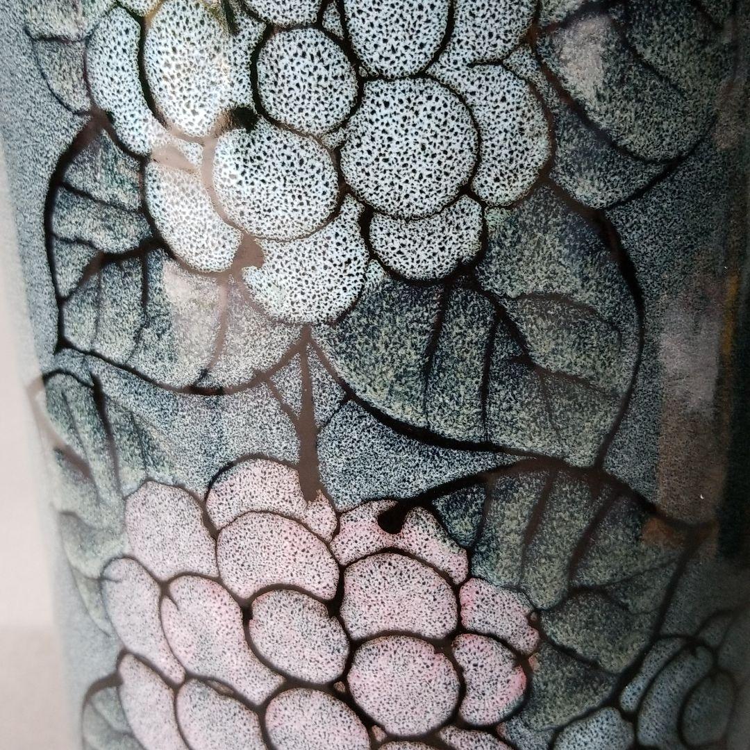 信楽焼傘立て  天目あじさい絵 高さ４５cm