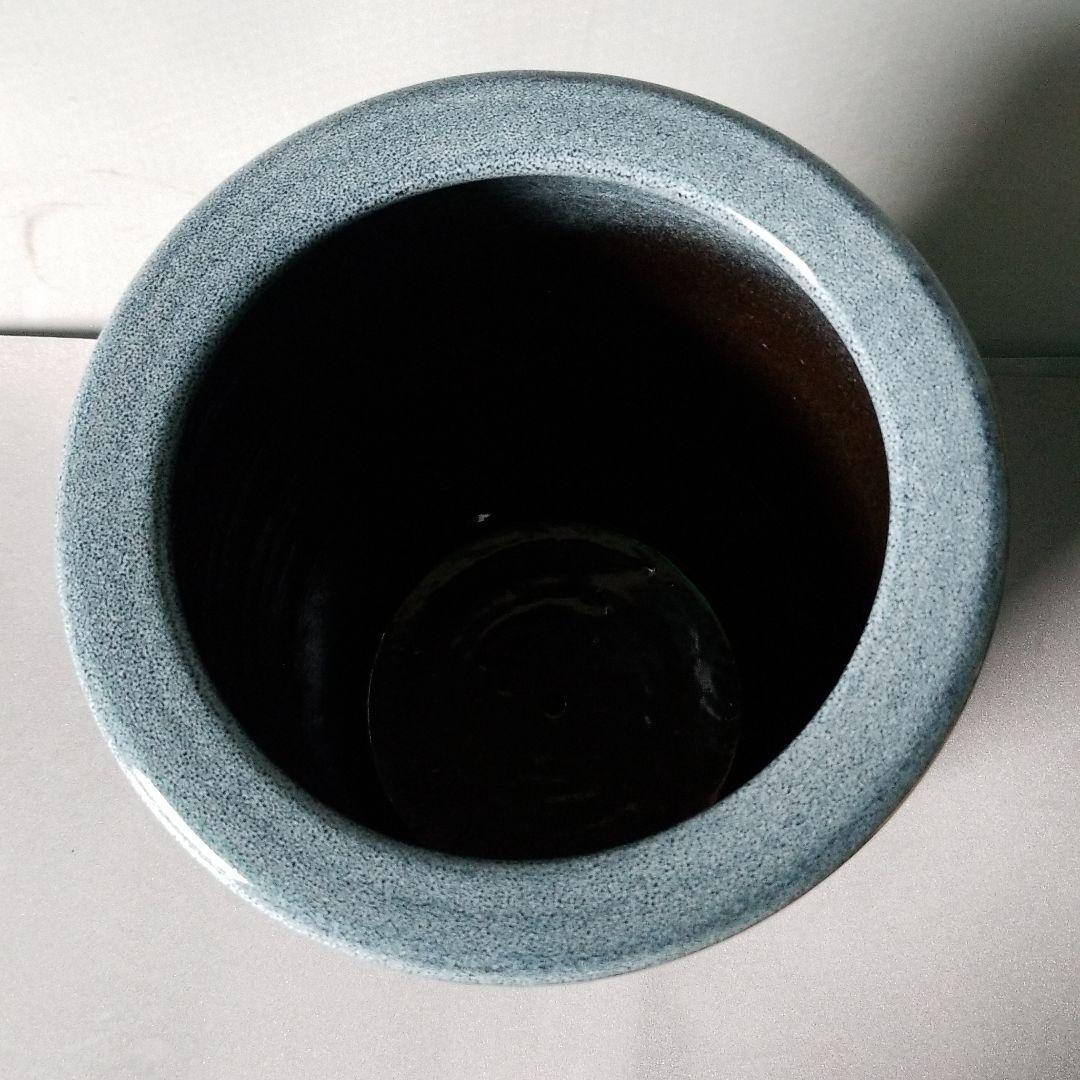 信楽焼傘立て  天目あじさい絵 高さ４５cm