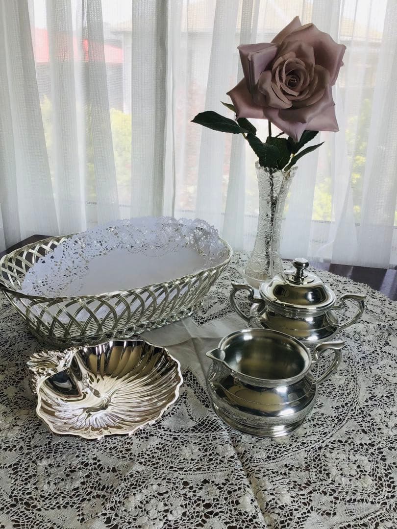 シルバーのモーニングセット、4点