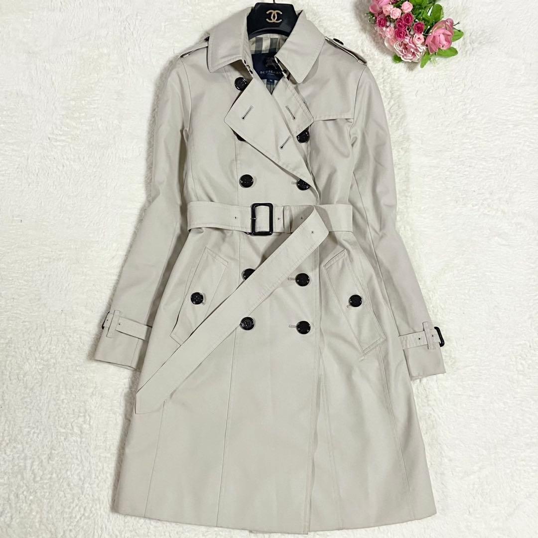 極美品● バーバリーロンドン トレンチコート ベルト ノバチェック ベージュ M