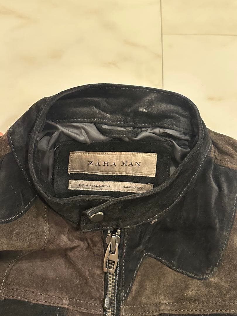 ZARA MAN シングルライダースジャケット ダークブラウン/ブラック M