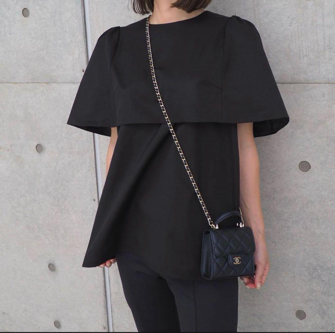 Heve ヘイブ　ケープドッキングブラウス　ブラック