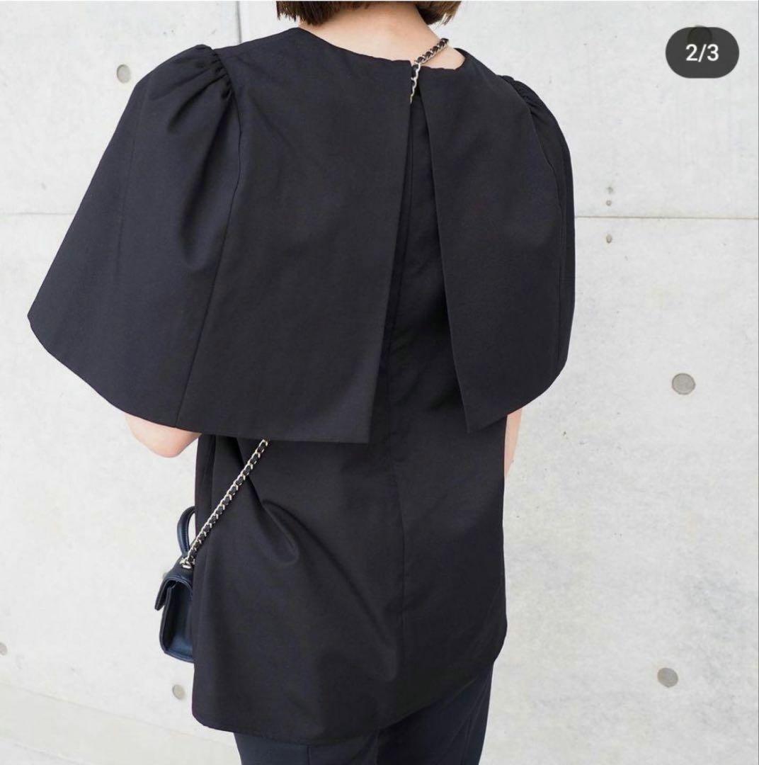 Heve ヘイブ　ケープドッキングブラウス　ブラック