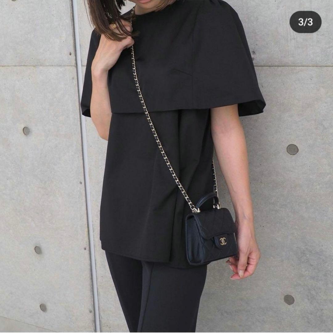 Heve ヘイブ　ケープドッキングブラウス　ブラック