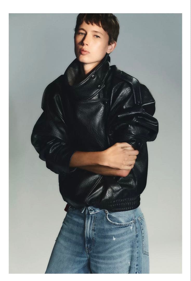 ZARA フェイクレザージャケット ブラック M 完売品