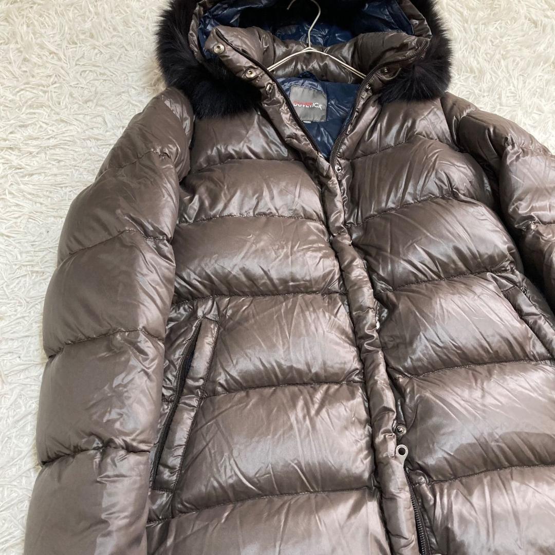 17201✨デュベティカ 42 L デネブ ラクーンファー ダウンコート 茶