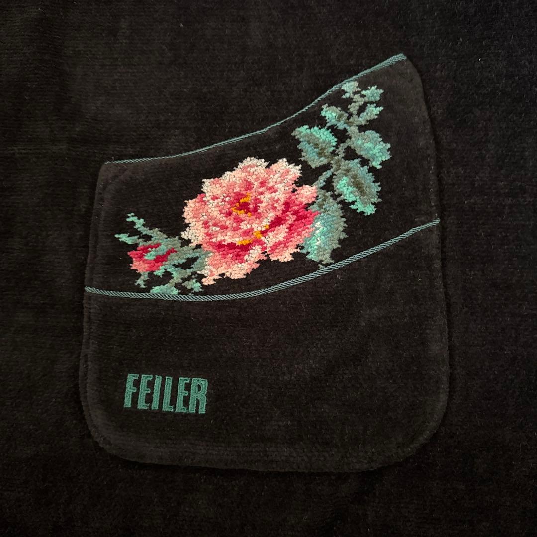 【新品】FEILER 黒花柄エプロン 学校