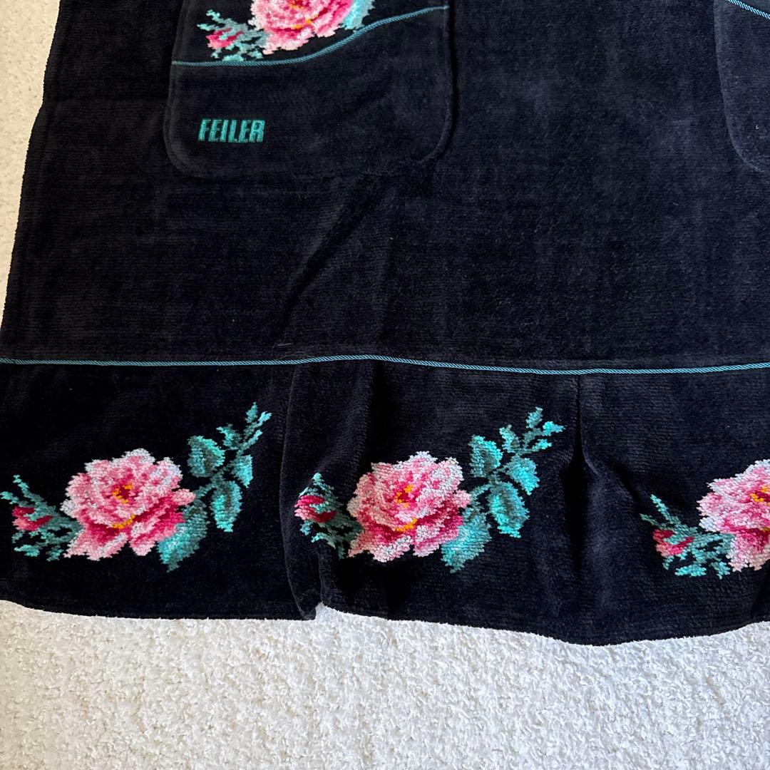 【新品】FEILER 黒花柄エプロン 学校