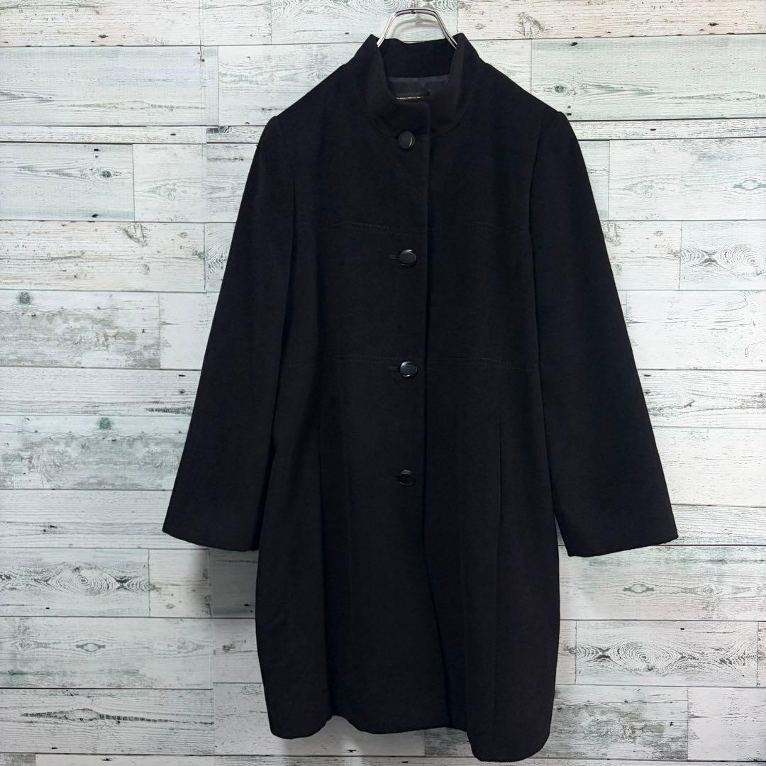 ☆高級アンゴラ100%☆レリアン　ロングコート　大きいサイズ13＋　ブラック