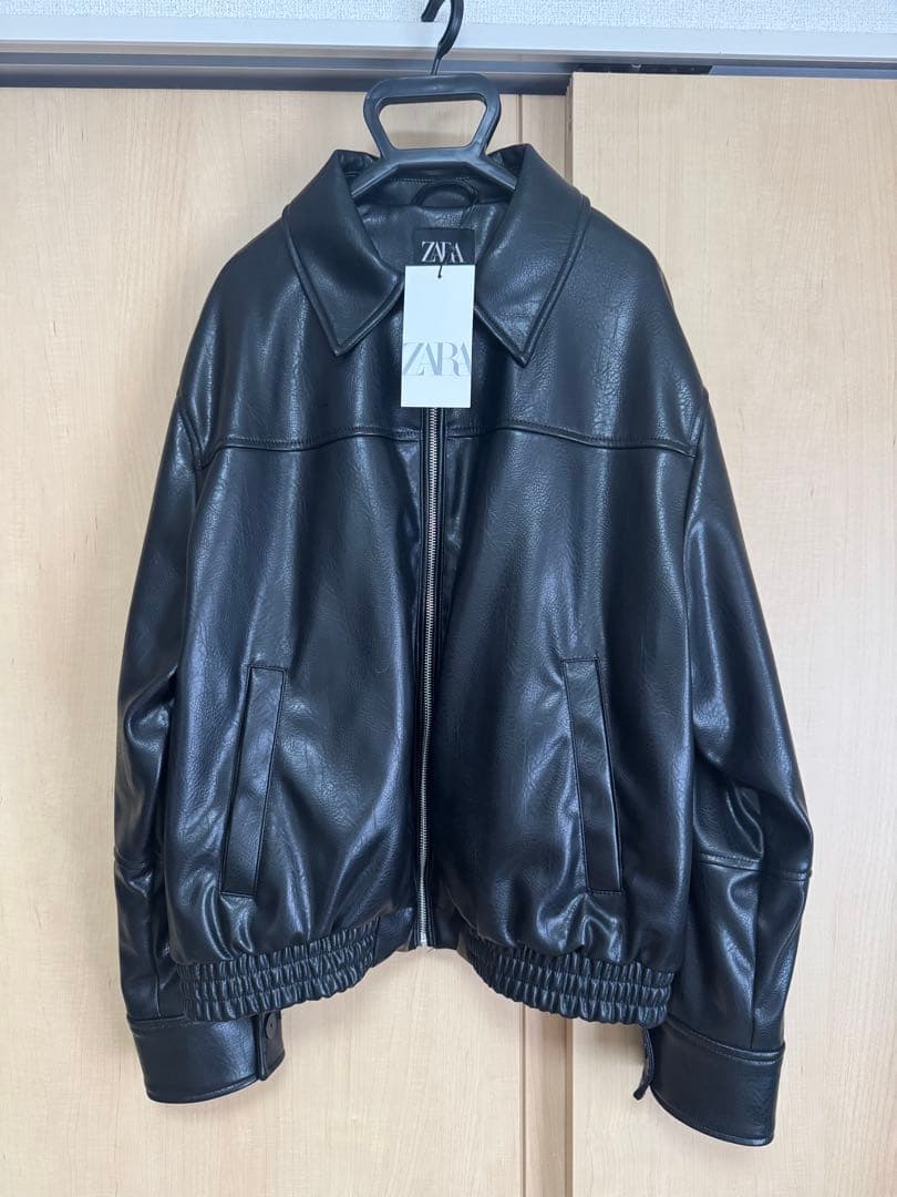 【新品未使用】ZARA フェイクレザーボンバージャケット S ブラック