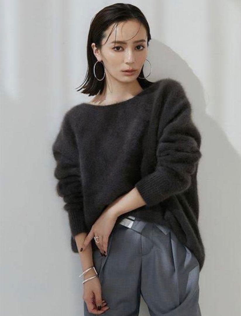 anuans ラクーン　ボートネック　ニットプルオーバー