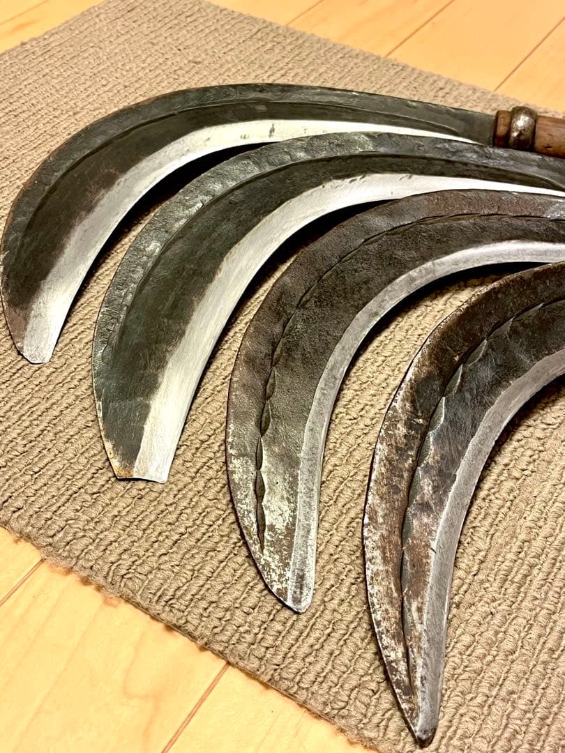 在銘夜叉龍他　極上造林鎌4本まとめて　草刈鎌 大鎌 林業 草刈　長柄鎌