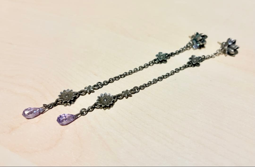 konron ロングピアス ラベンダー コンロン シルバー