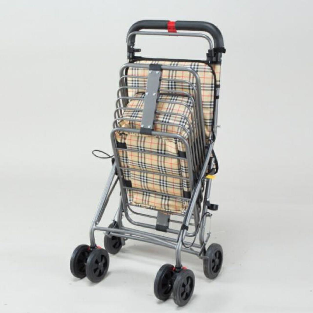 【展示品】 座れる シルバーカー　腰かけ コンパクト 折りたたみ 6輪 シニア