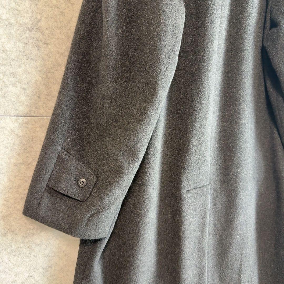 美品【カシミヤ100%】 比翼ボタン ステンカラーコート ウール 通勤 ビジネス