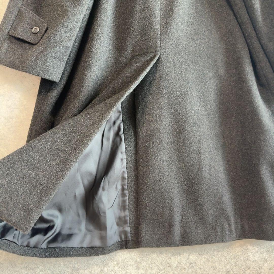美品【カシミヤ100%】 比翼ボタン ステンカラーコート ウール 通勤 ビジネス