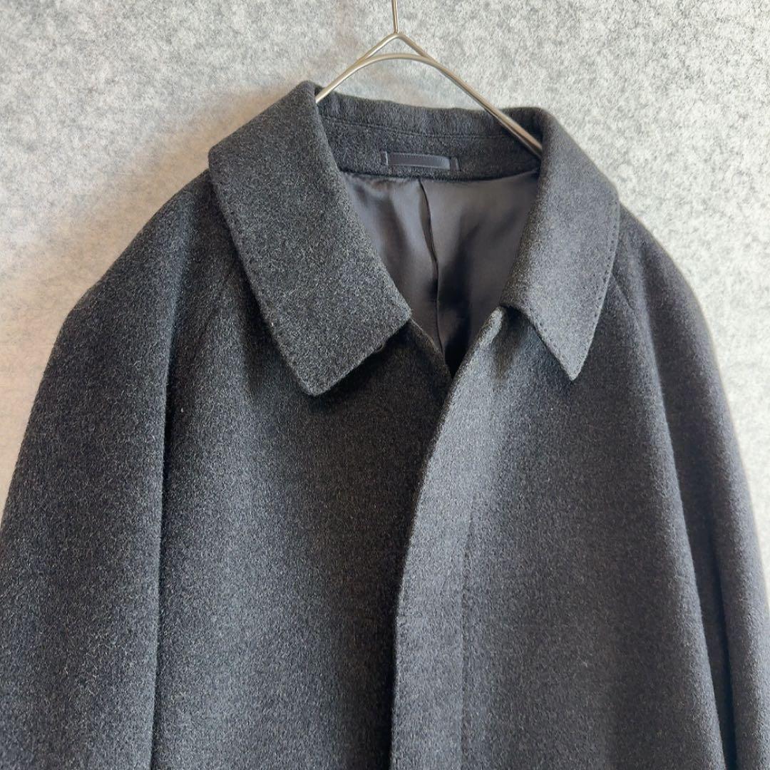 美品【カシミヤ100%】 比翼ボタン ステンカラーコート ウール 通勤 ビジネス