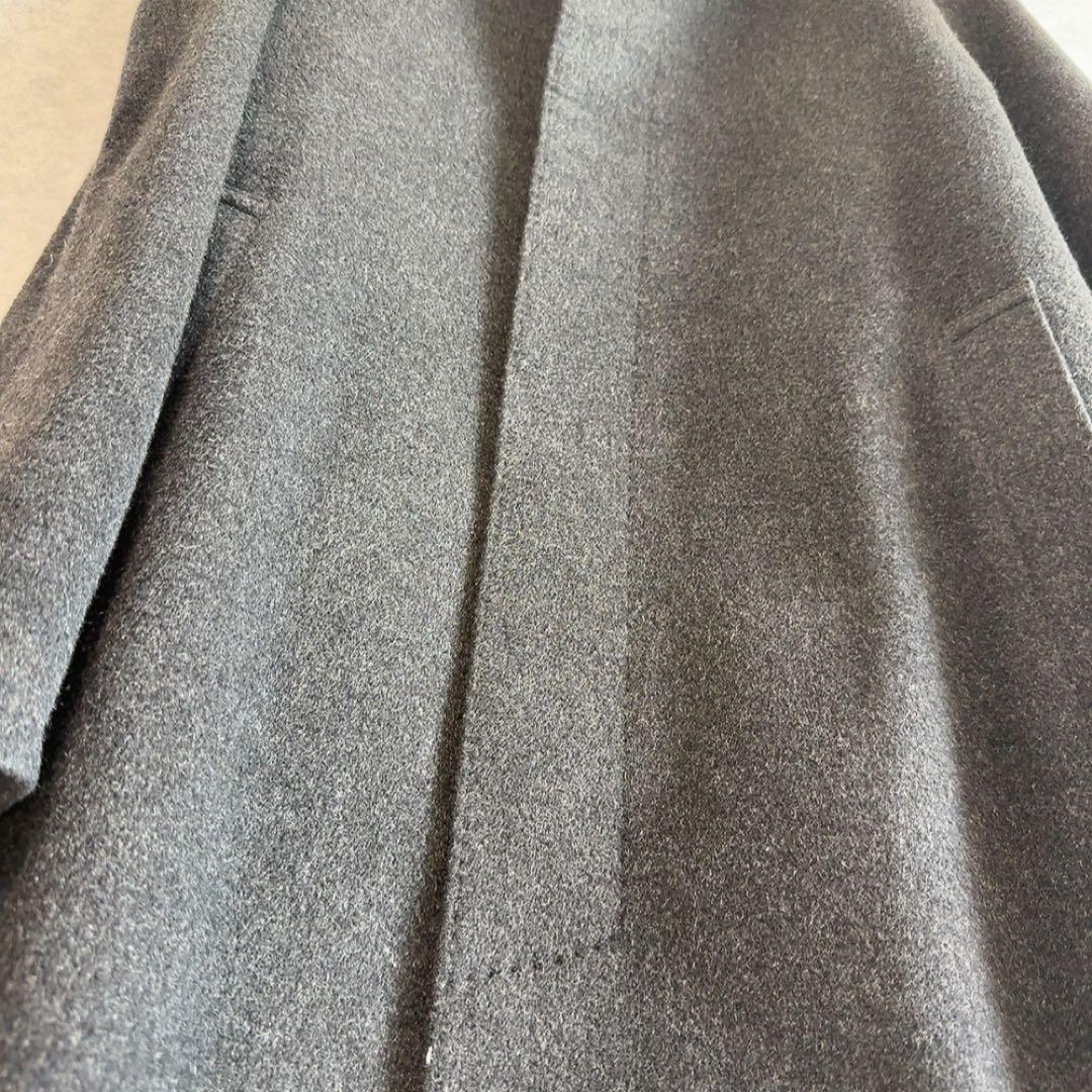 美品【カシミヤ100%】 比翼ボタン ステンカラーコート ウール 通勤 ビジネス