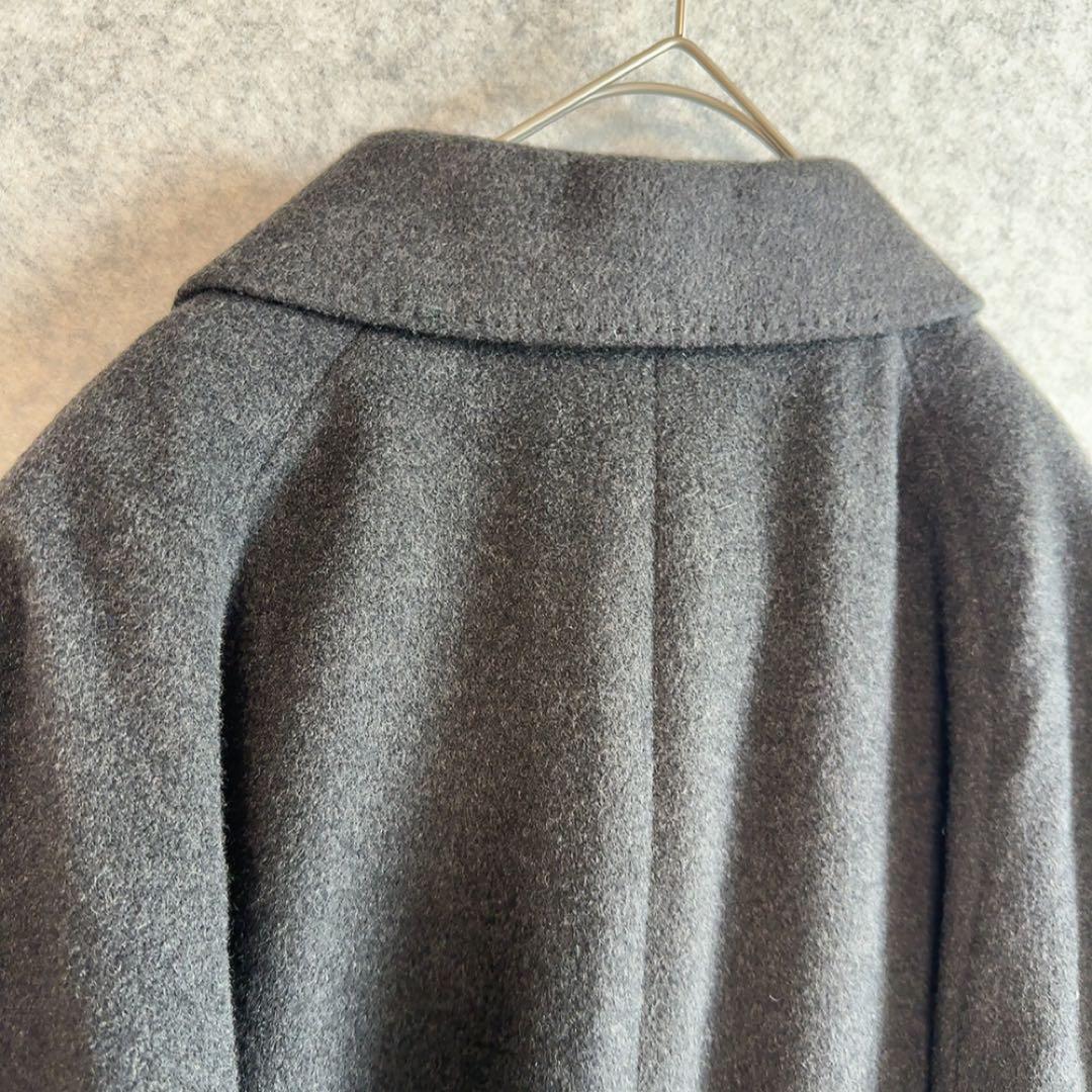 美品【カシミヤ100%】 比翼ボタン ステンカラーコート ウール 通勤 ビジネス