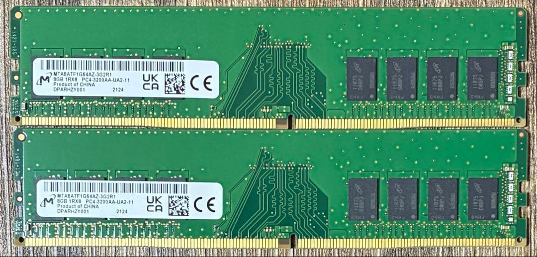 【中古】DDR4-3200 16GB(8GB×2枚) Micron