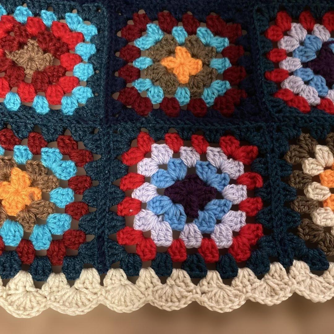 ハンドメイド♡モチーフ編みカラフル グラニースクエア ブランケット