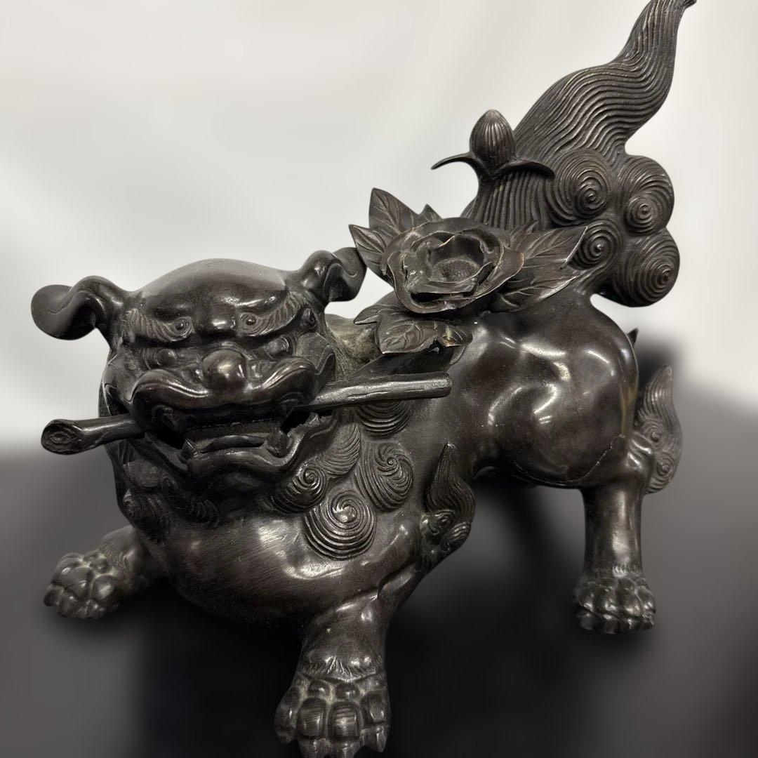 は*ま様 照雲　唐獅子牡丹　銅製　置物　縁起物