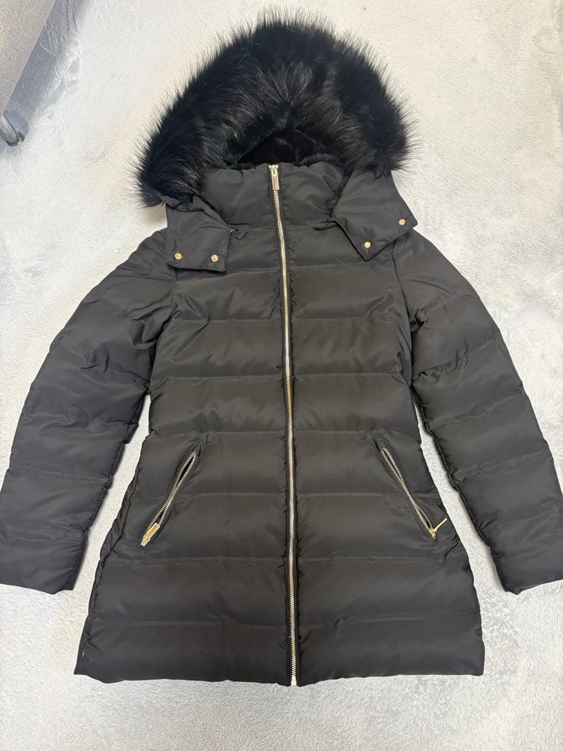 【週末限定】ZARA ダウンコート 黒 ファー付き フード L ロング 防寒