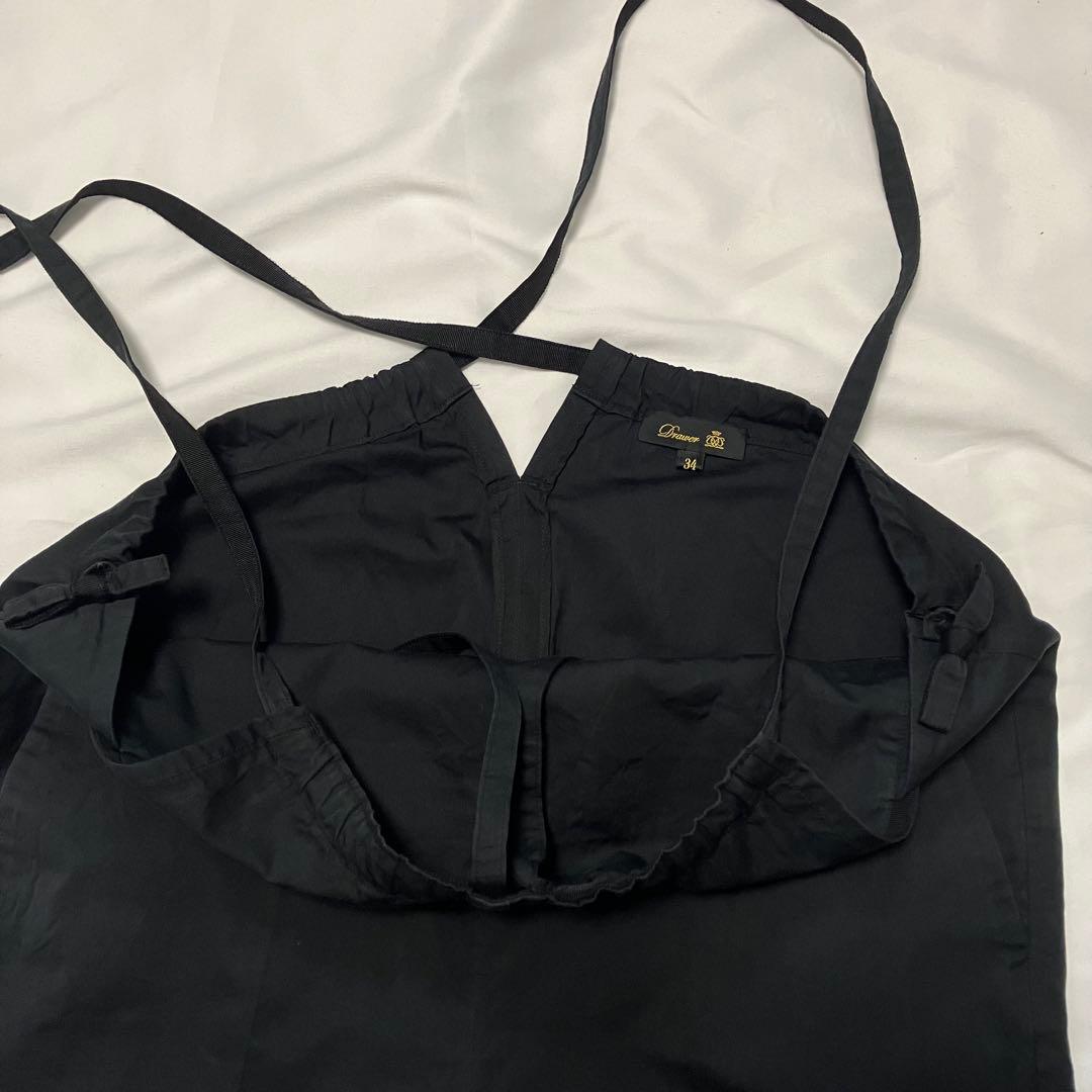 ドゥロワー Drawer コットンシルクオーバーオール　サロペット黒34