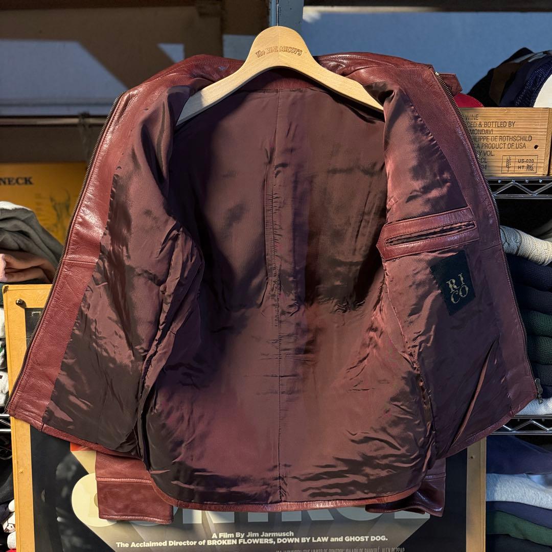 デップ 上質 山羊革 ゴートスキン レザーライダース バーガンディ 短丈