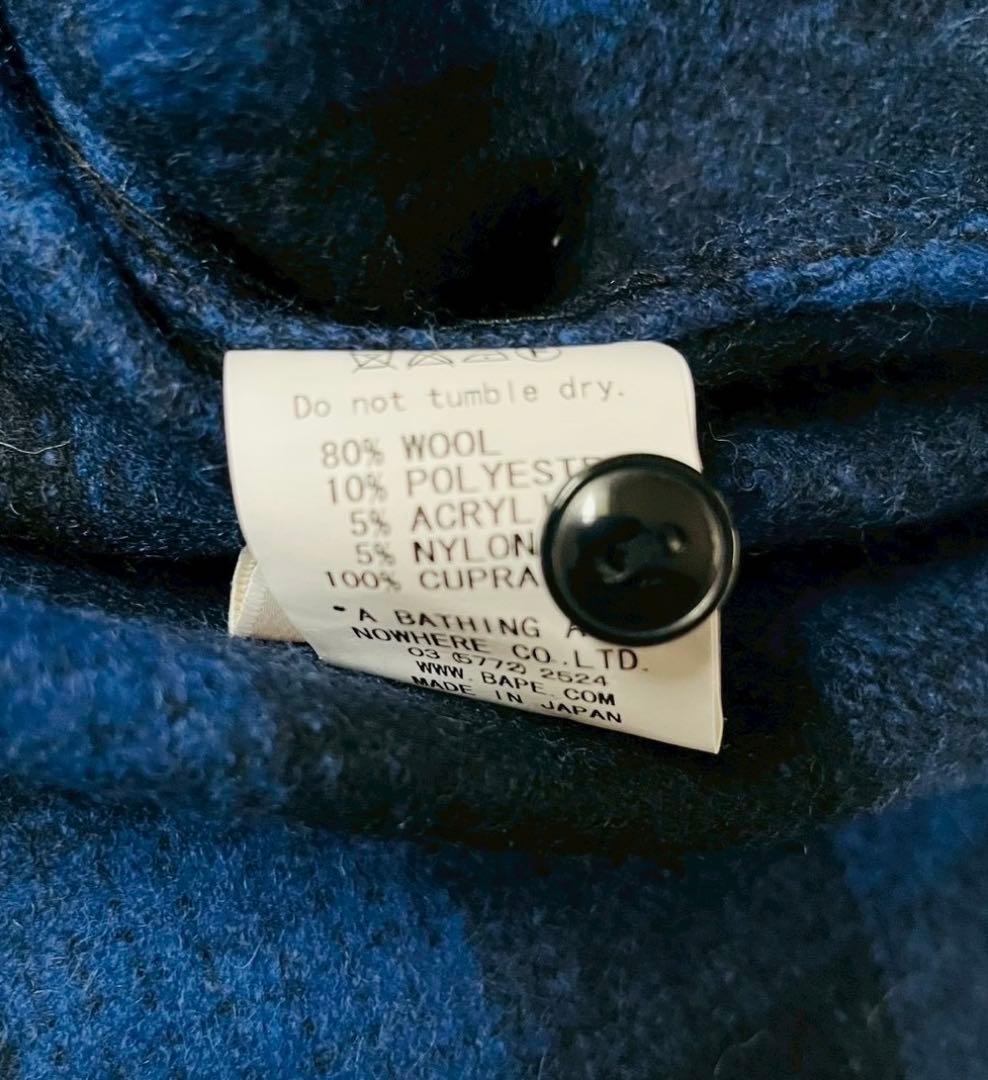 APE エイプ CPOシャツ ウール ブルー ブラック 長袖シャツ ネルシャツ