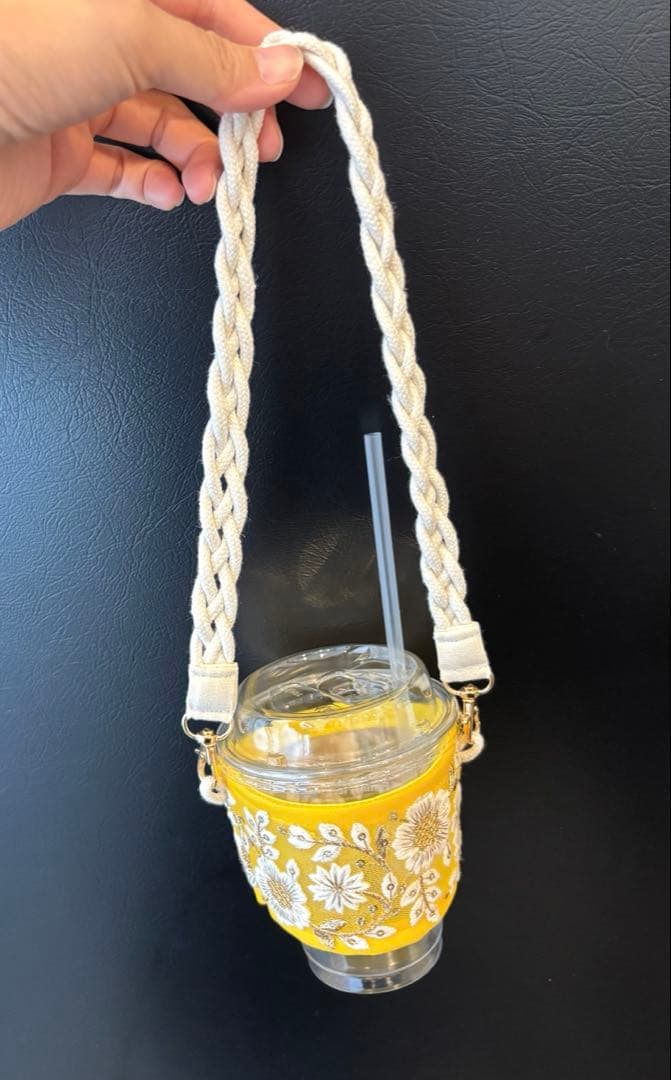 360 インド刺繍リボン　テイクアウトカップ用　持ち歩きドリンクホルダー