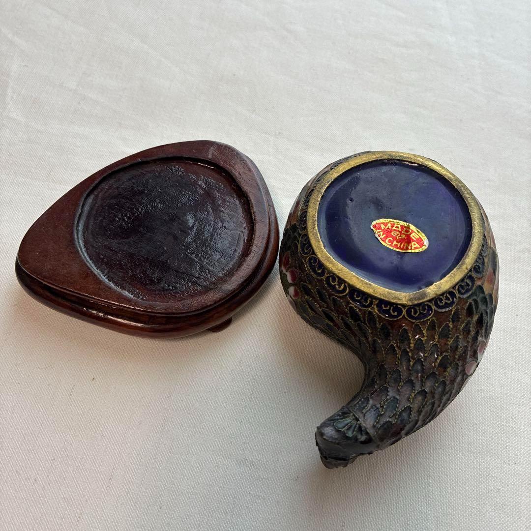 10) 激レア 希少　ヴィンテージ 中国 七宝 灰皿 風水 鴨 動物 鳥