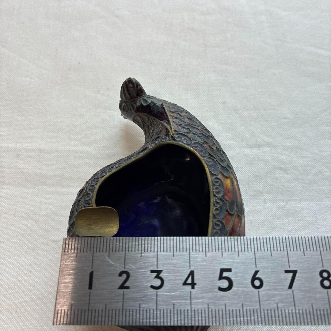 10) 激レア 希少　ヴィンテージ 中国 七宝 灰皿 風水 鴨 動物 鳥