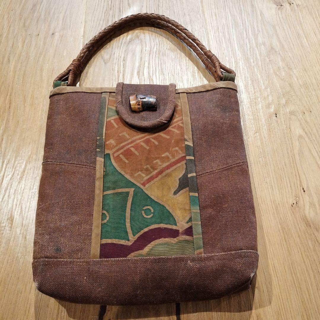 古布 酒袋 大漁旗柿渋染 トートバッグ