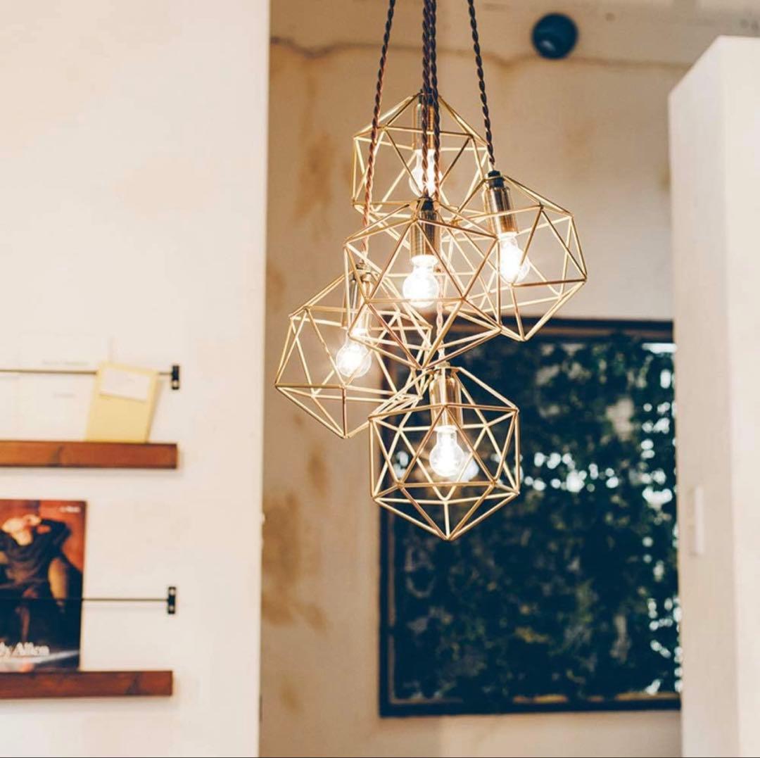 【美品】照明　インターフォルム　幾何学　ペンダントライト 5灯式