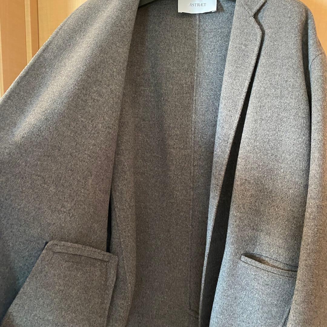 アストラット ウール カシミア チェスターロングコート グレー