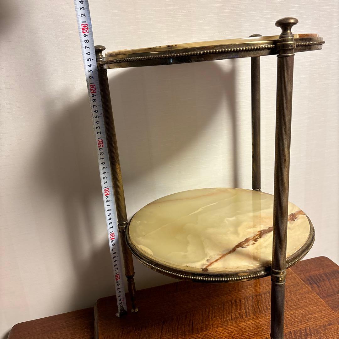 アンティーク家具 大理石 2段円形 サイドテーブル
