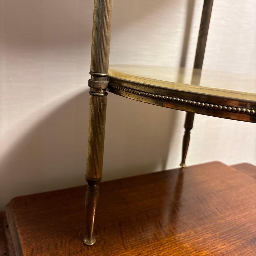 アンティーク家具 大理石 2段円形 サイドテーブル