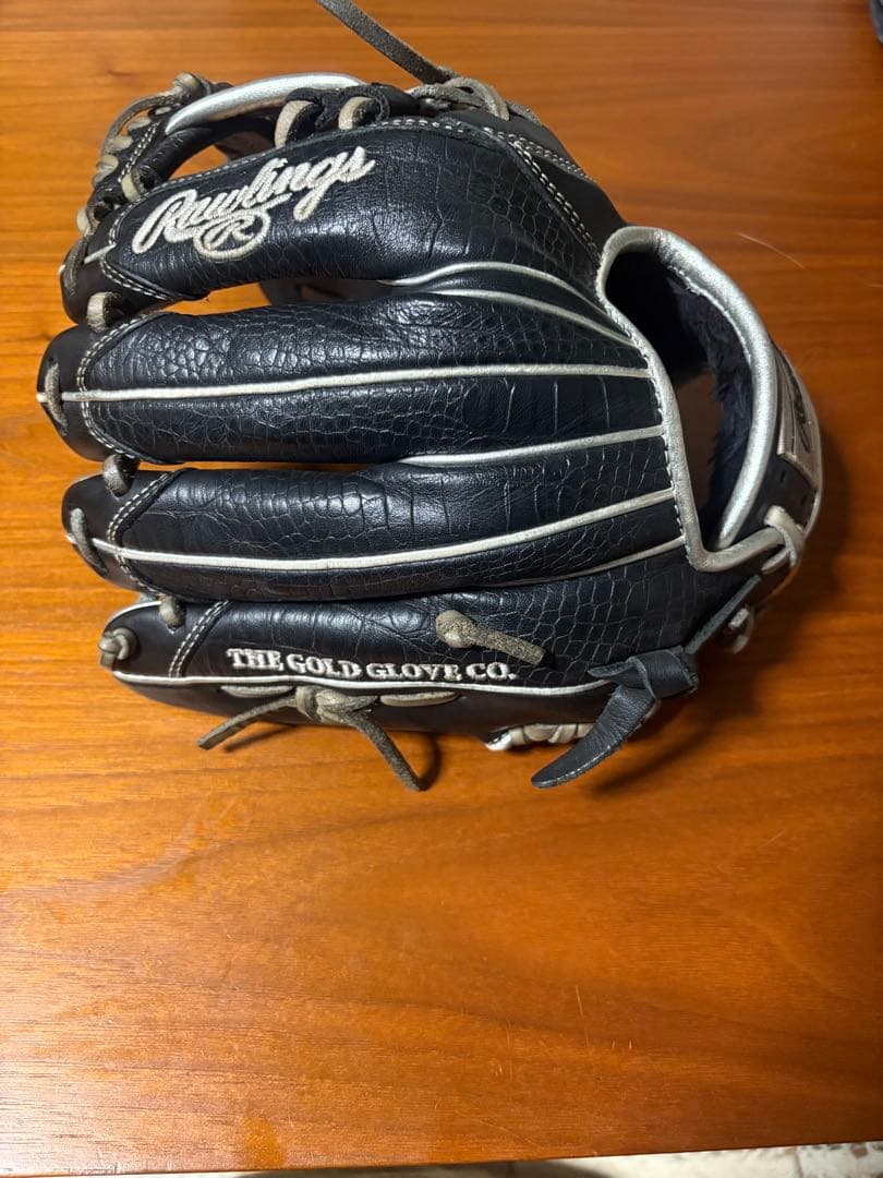 ローリングスHOH.内野用.黒.シルバー.Hウェブ.クロコ型押し